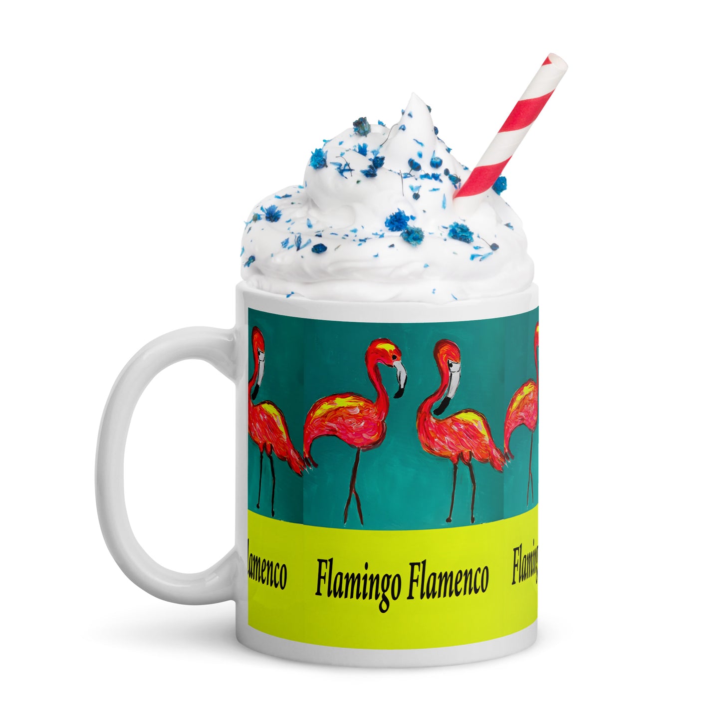 Flamingo Flamenco White glossy mug