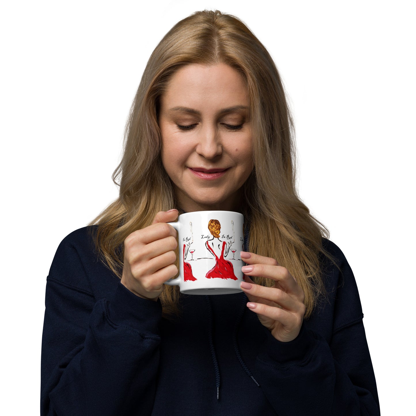 Lady In Red White glossy mug