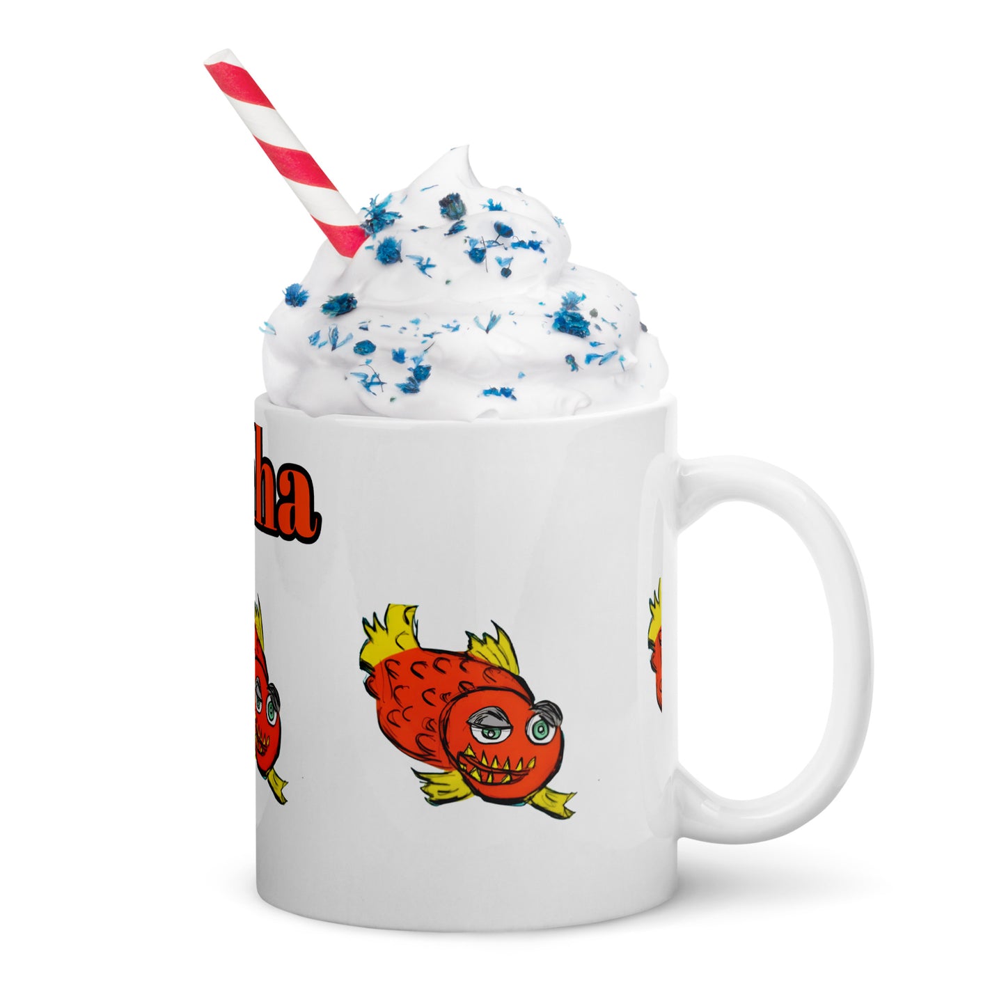 Piranha White glossy mug