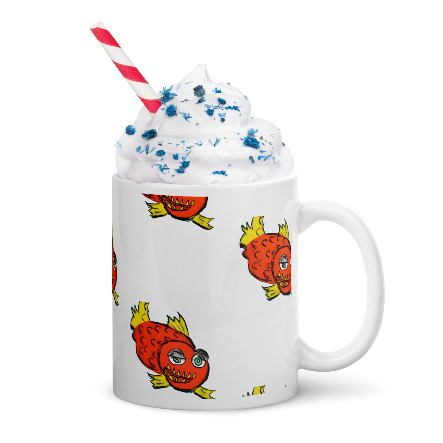 Piranha White glossy mug