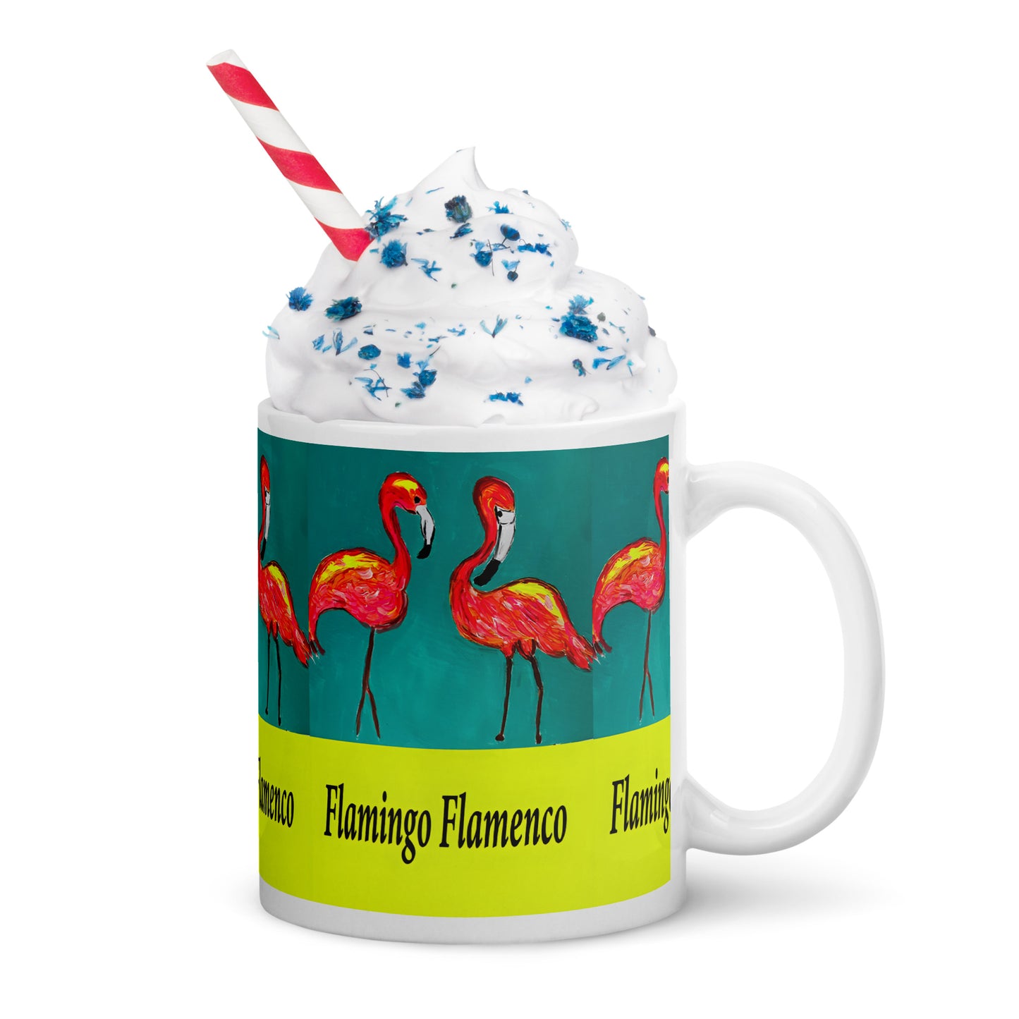 Flamingo Flamenco White glossy mug