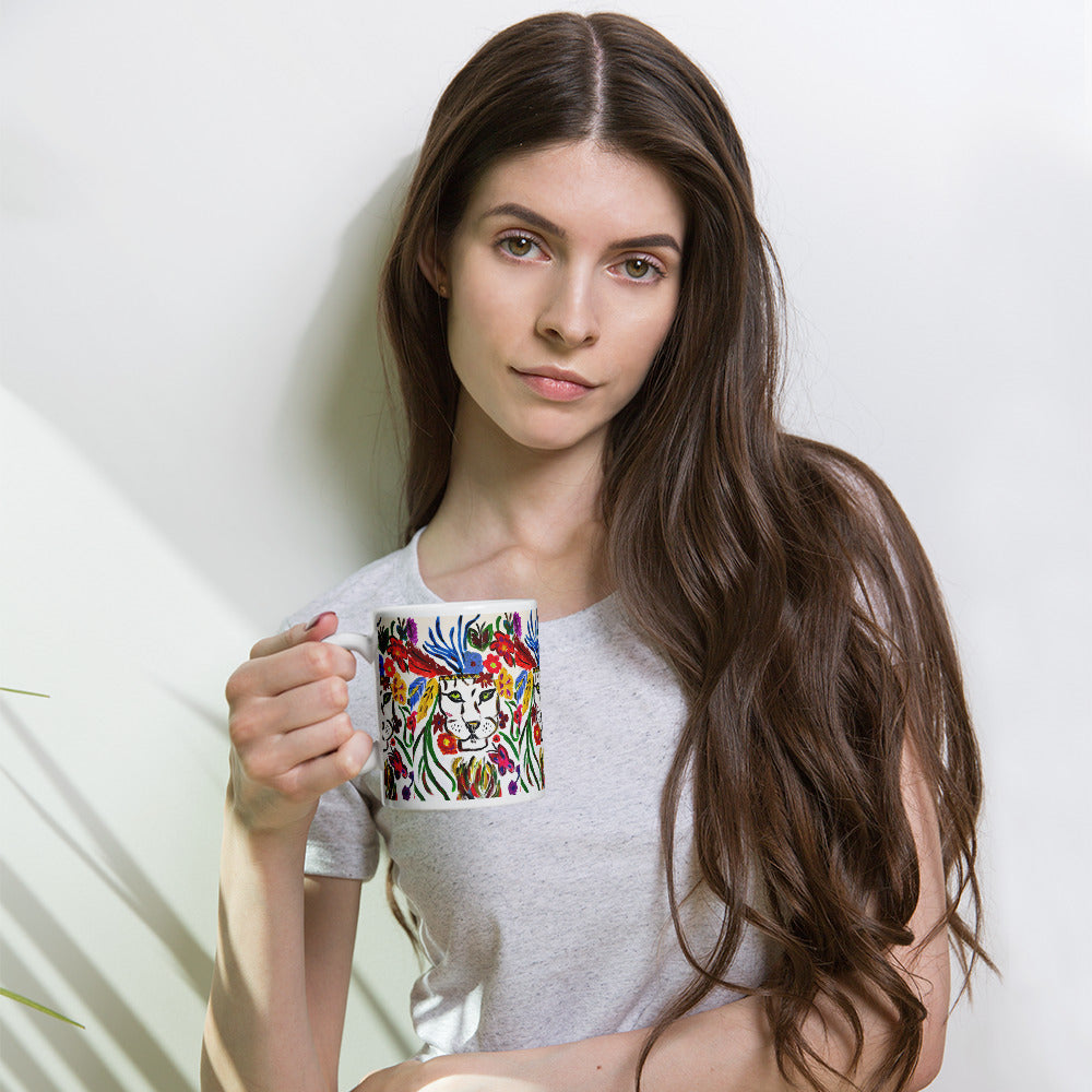 Magical Lion White glossy mug