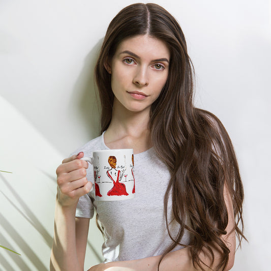 Lady In Red White glossy mug