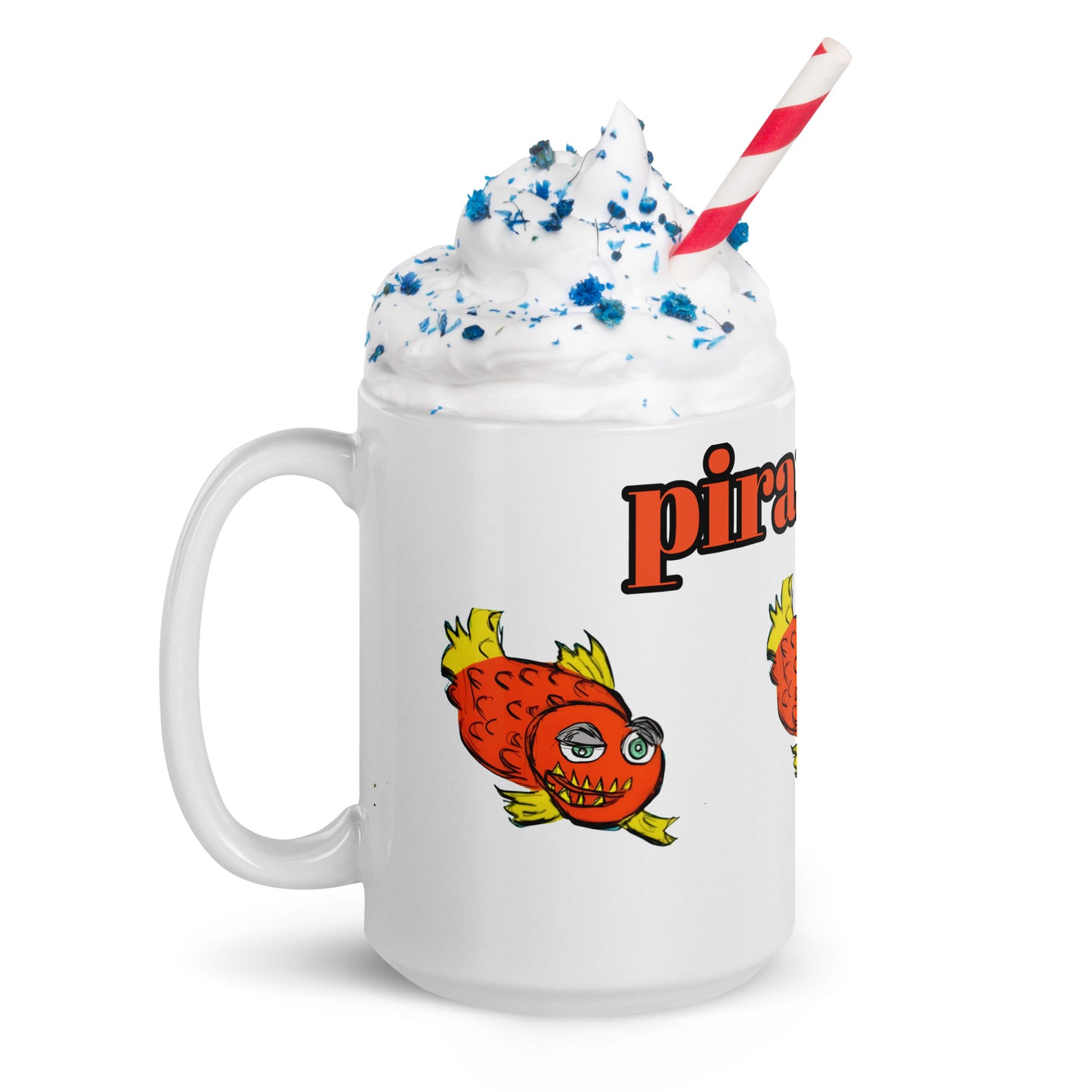 Piranha White glossy mug