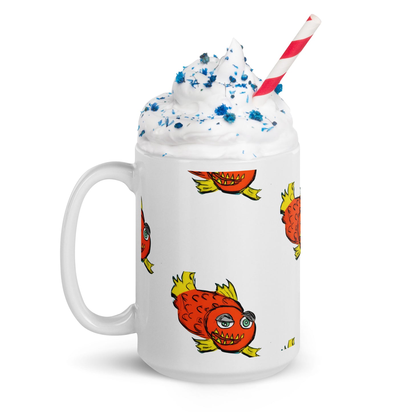 Piranha White glossy mug