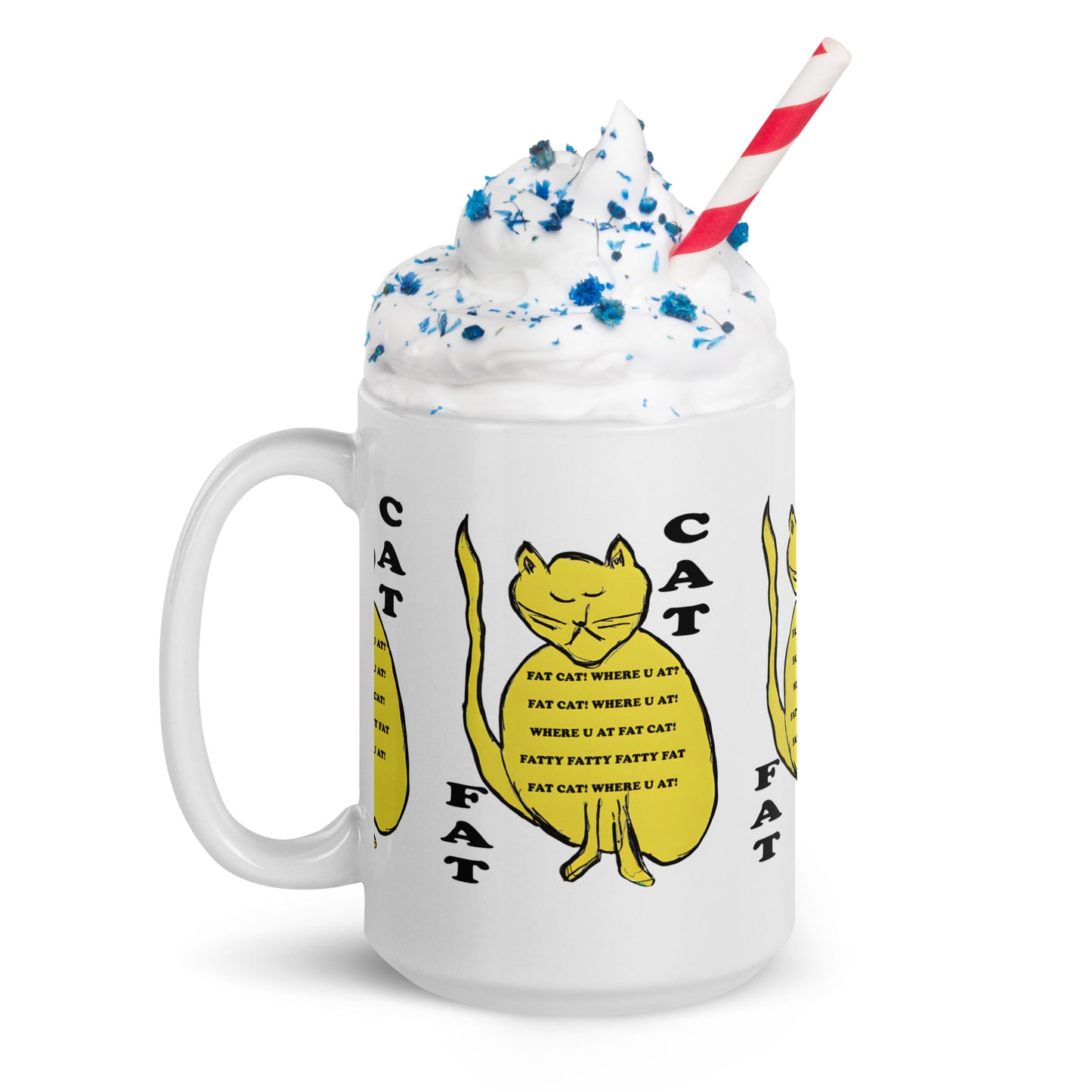 Fat Cat White glossy mug