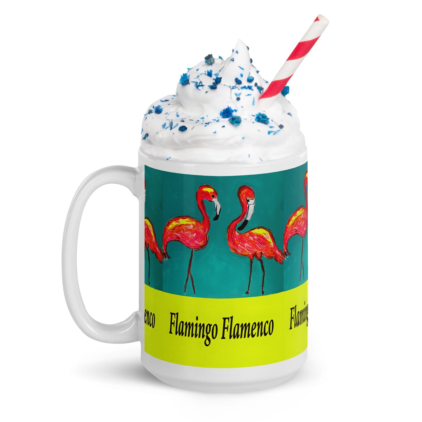 Flamingo Flamenco White glossy mug