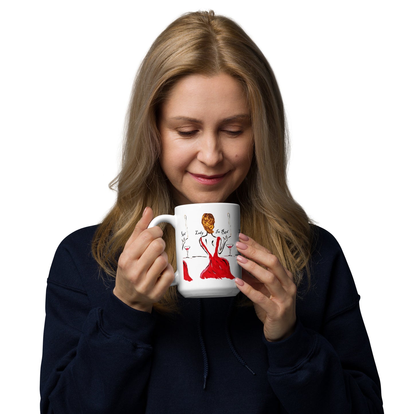 Lady In Red White glossy mug