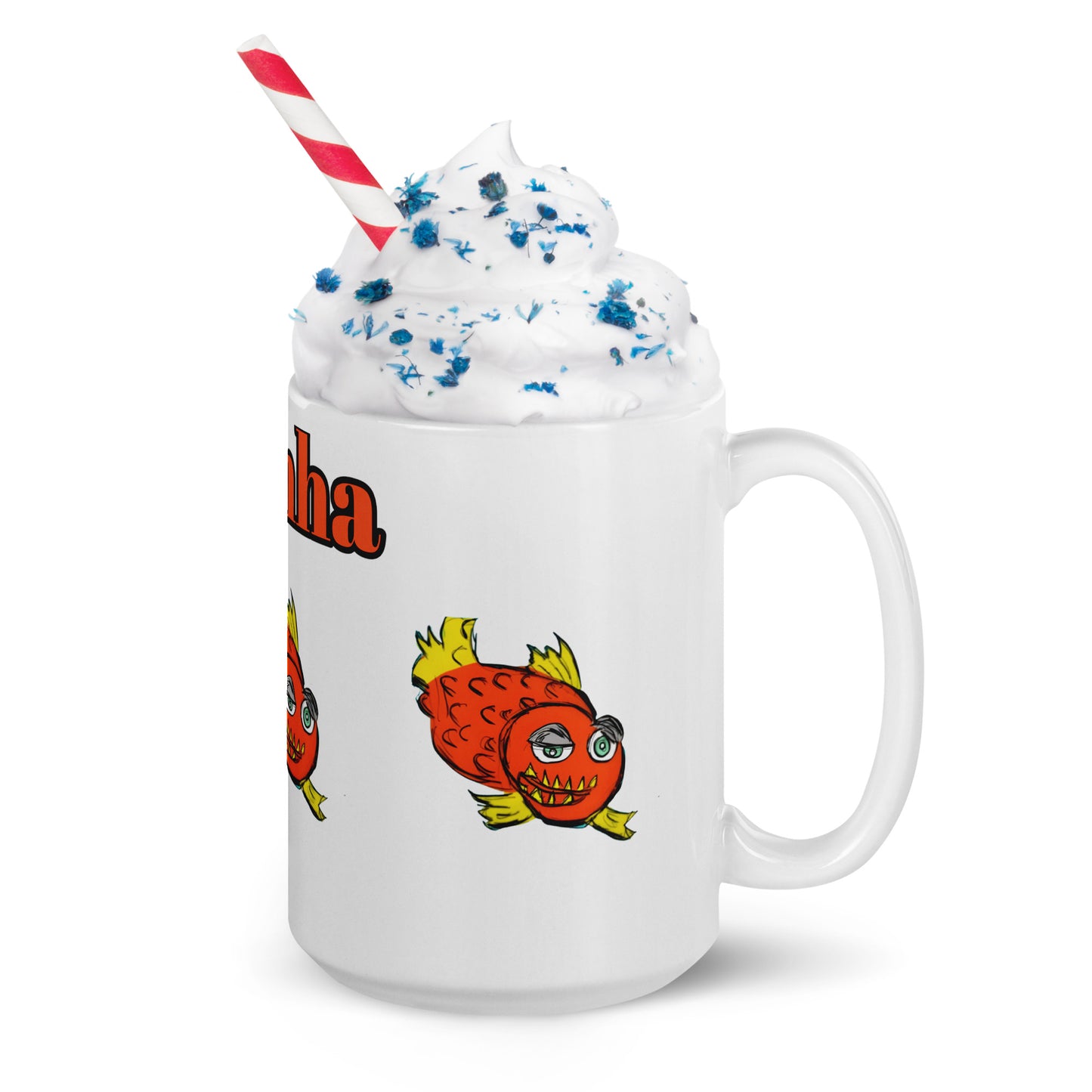 Piranha White glossy mug