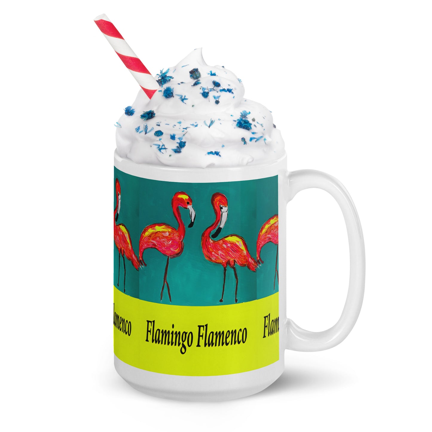 Flamingo Flamenco White glossy mug