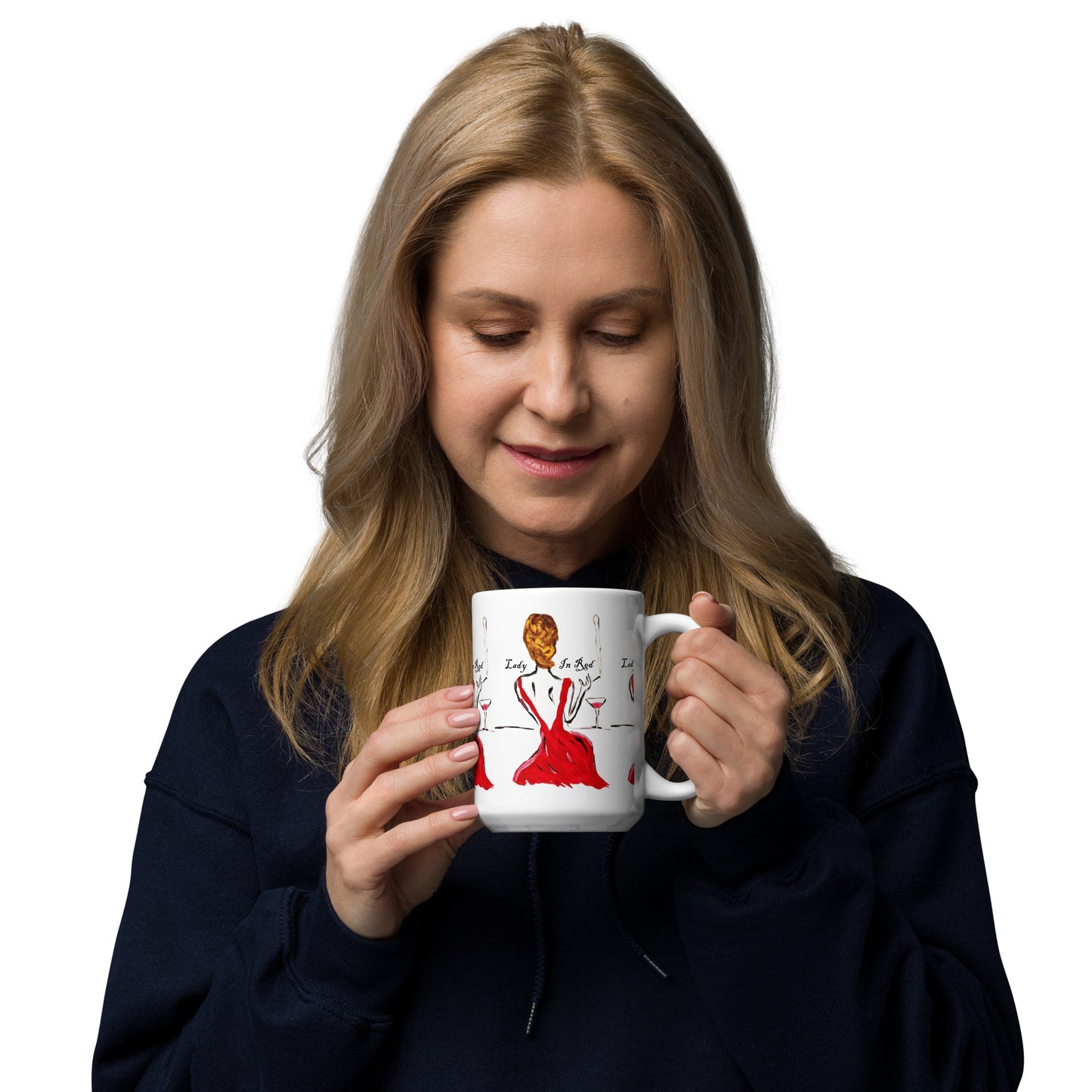 Lady In Red White glossy mug