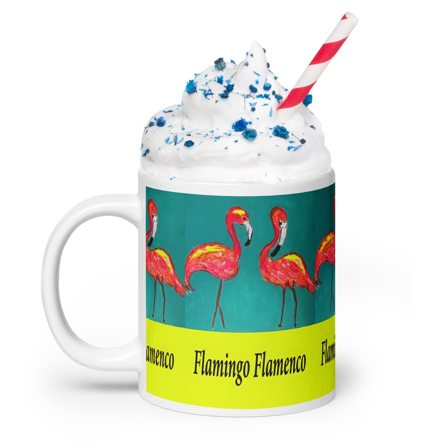 Flamingo Flamenco White glossy mug