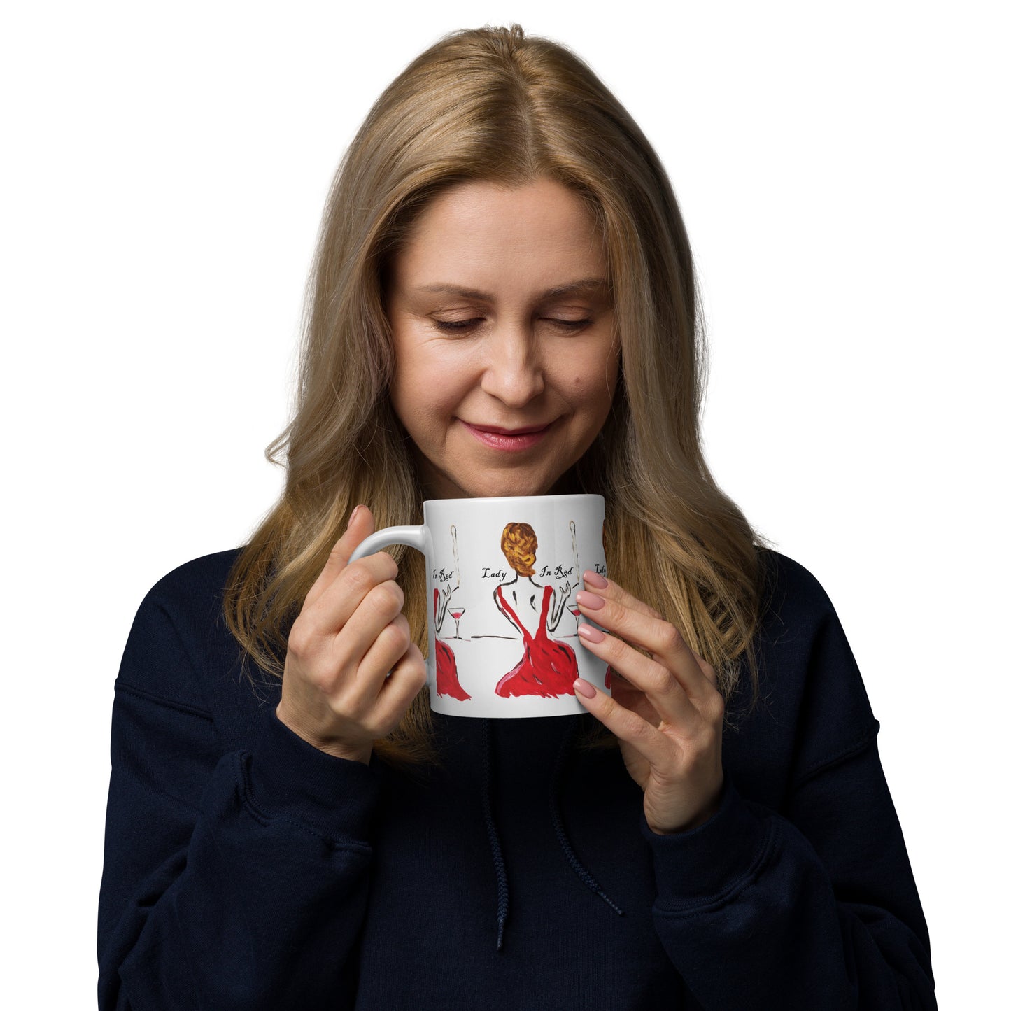 Lady In Red White glossy mug