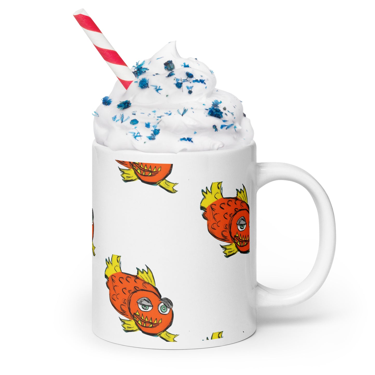 Piranha White glossy mug