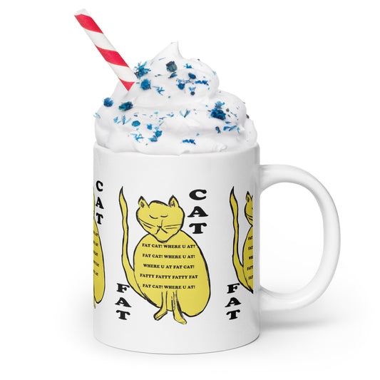 Fat Cat White glossy mug