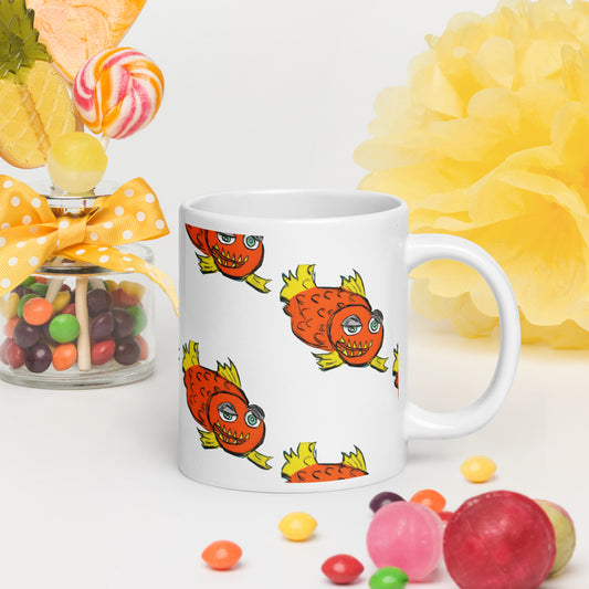 Piranha White glossy mug