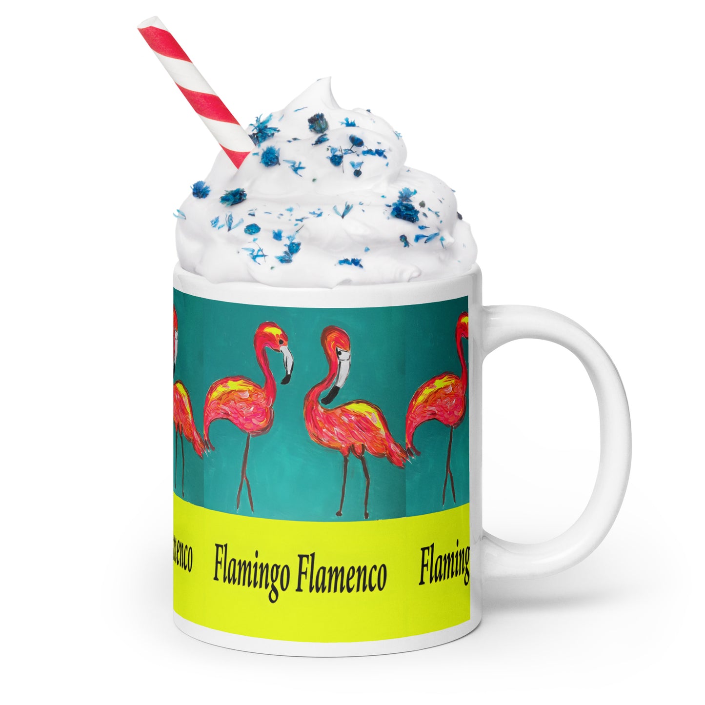 Flamingo Flamenco White glossy mug