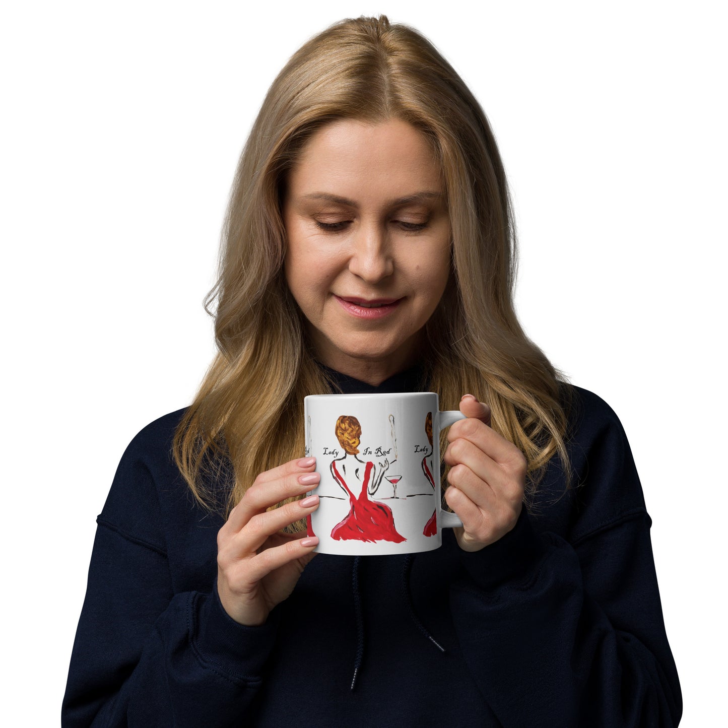 Lady In Red White glossy mug